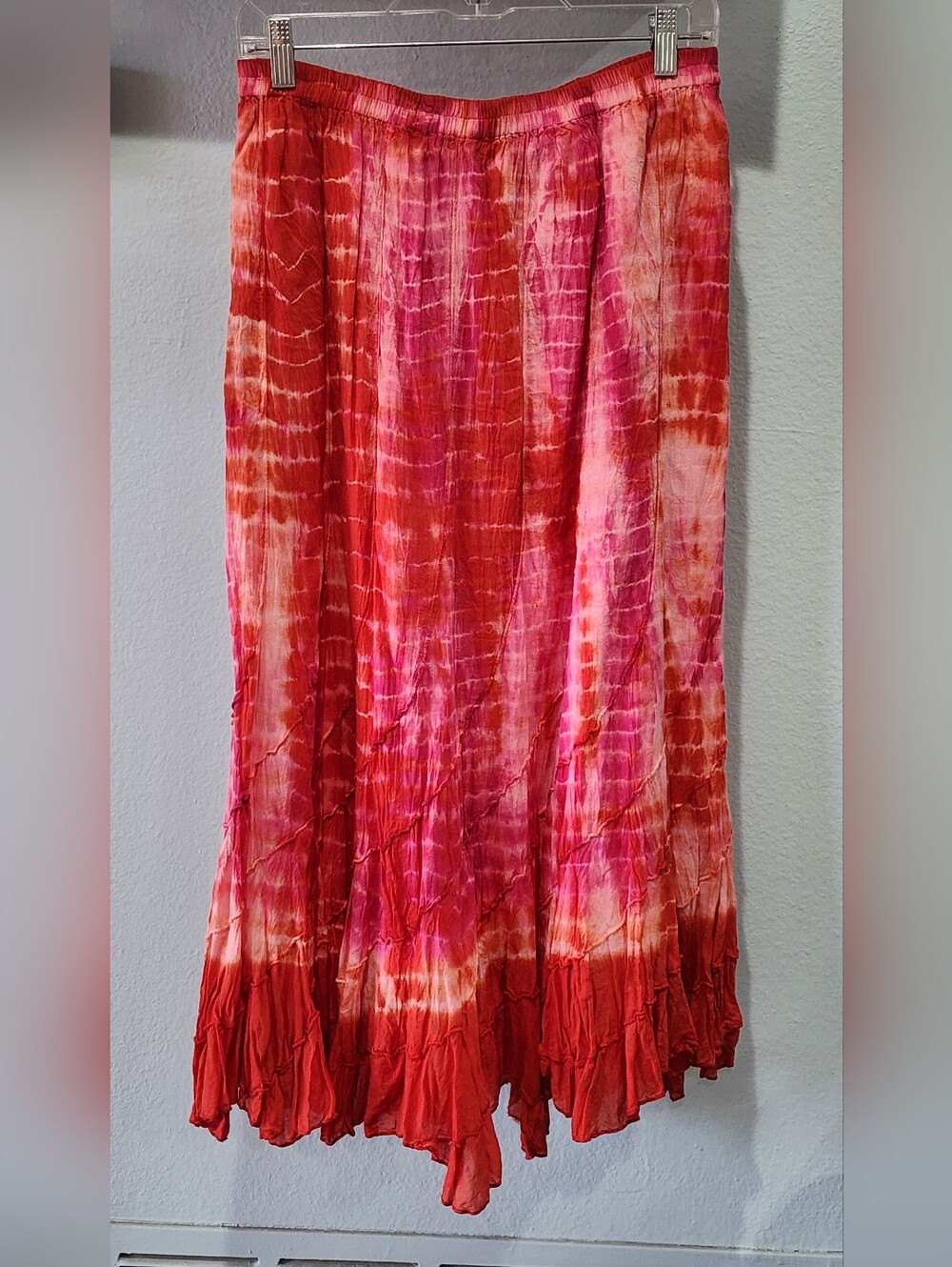 Life Style | Boho Pink & Red Tie-Dye Maxi Skirt | Petite Large